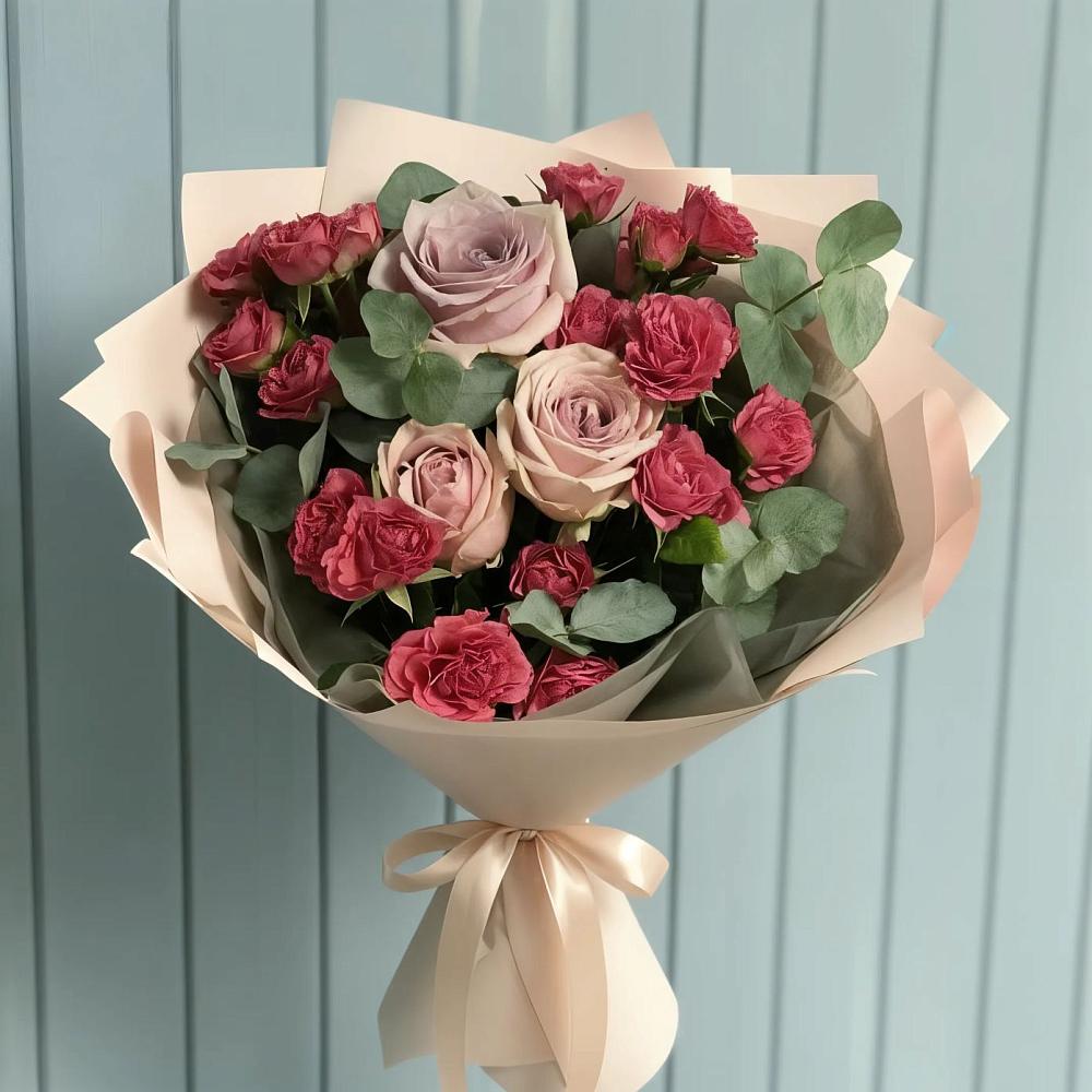 Букет цветов из: Гвоздики и Розы в Брусянский