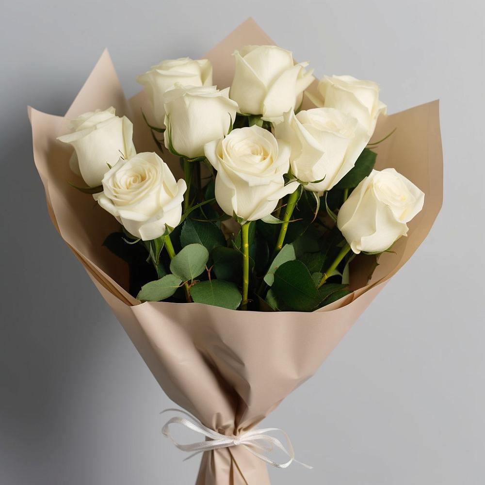 Букет 9 Белых роз Эдлесс Лав в Брусянский