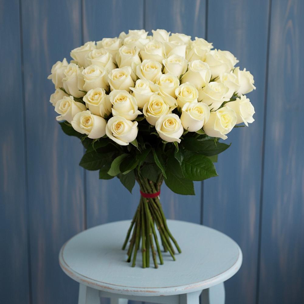 Букет 51 Белая роза Эдлесс Лав в Брусянский