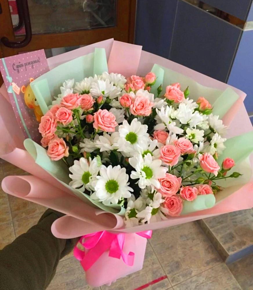 Букет цветов из: Розы и Хризантемы в Брусянский