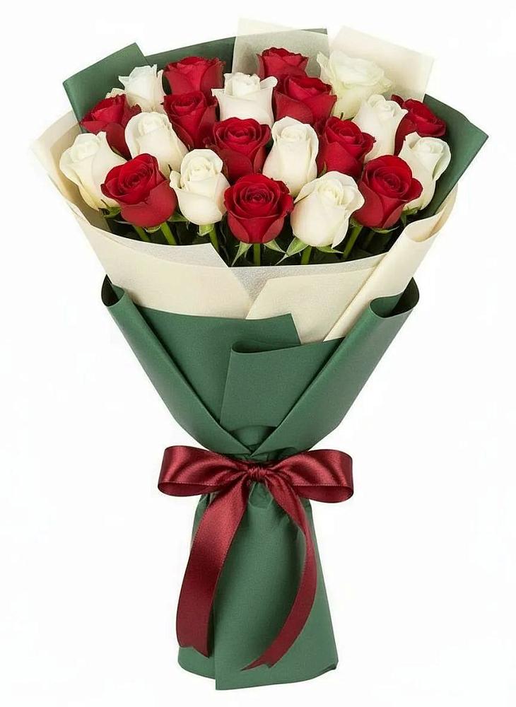 Букет Микс из красных и белых роз в Брусянский