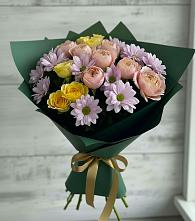 Букет цветов из:  Хризантемы и Розы #REPLACE_PRED# Брусянский