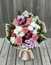 Букет цветов из:  Альстромерии, Гвоздики, Розы и Хризантемы в Брусянский