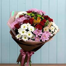 Букет цветов из:  Розы, Хризантемы и Альстромерии в Брусянский
