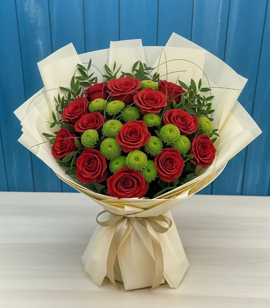 Букет цветов из: Розы и Хризантемы в Брусянский