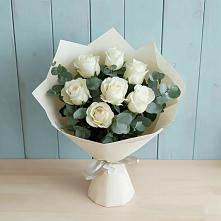 Букет Белые розы в Эвкалипте в Брусянский